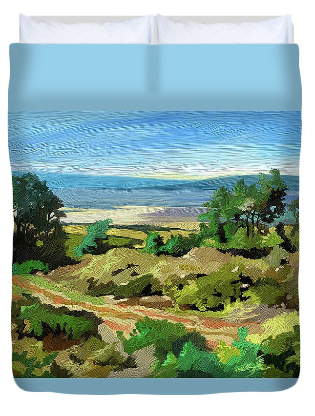 Digital Duvet Cover featuring the painting Sunny Day by Anthony Mwangi
