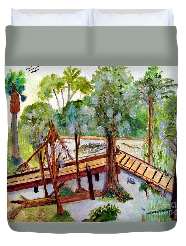Florida Duvet Cover featuring the painting Sunny Day in Central Florida by Sandy McIntire