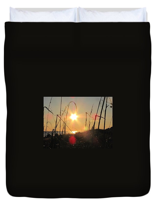 Sun Duvet Cover featuring the photograph Sunny Dunes by Laura Henry