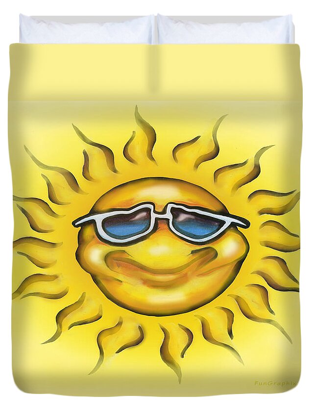 Sun Duvet Cover featuring the painting Sunny by Kevin Middleton
