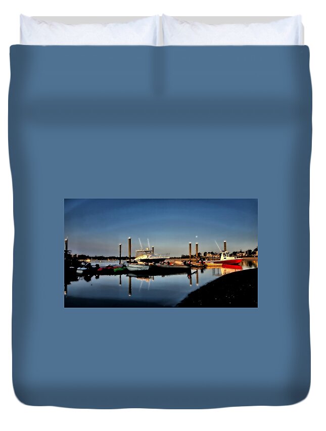 Cape Cod Duvet Cover featuring the photograph Sunny Morning at Onset Pier by Bruce Gannon