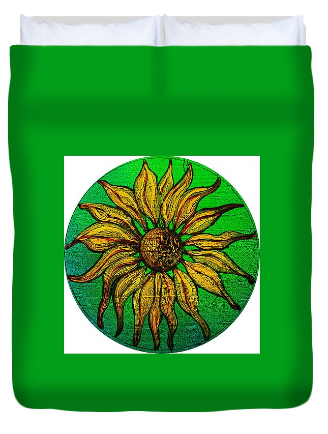 Flowers Duvet Cover featuring the painting Sunny by Patricia Arroyo