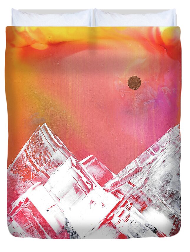 Alcohol Ink Duvet Cover featuring the painting Sunny Side Up by Eli Tynan
