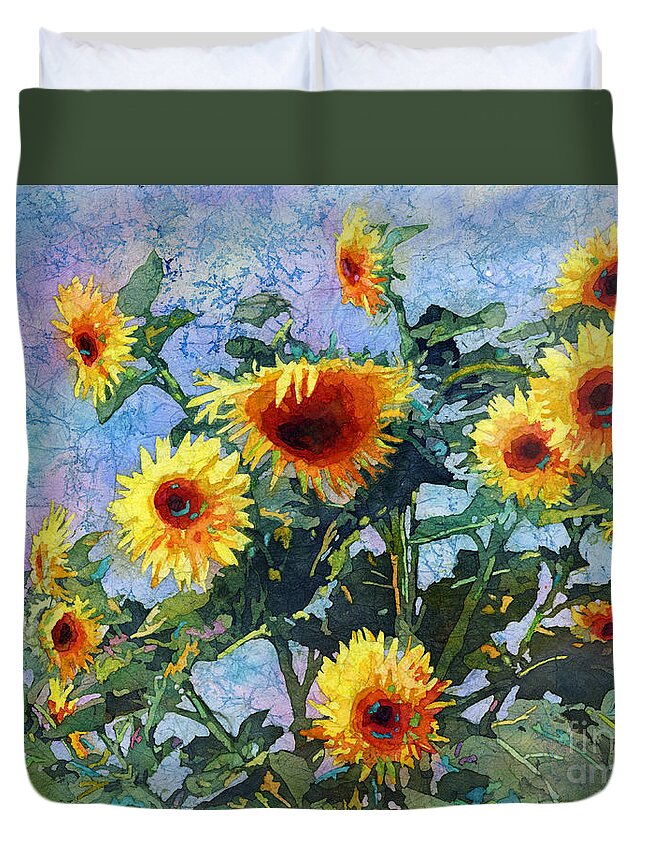 1500.00sunflower Duvet Cover featuring the painting Sunny Sundance by Hailey E Herrera