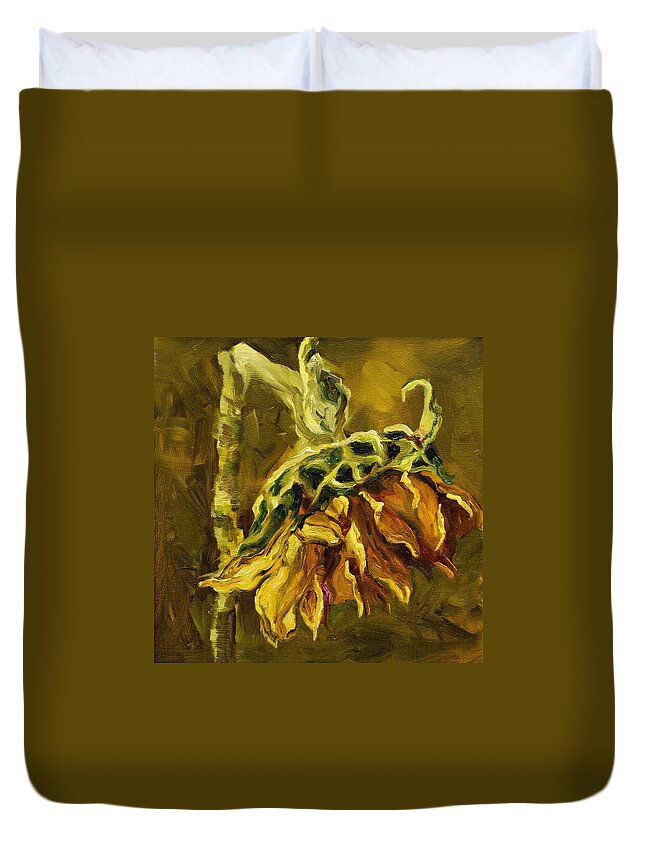 Floral Duvet Cover featuring the painting Sunny Sunflower by Diane Whitehead