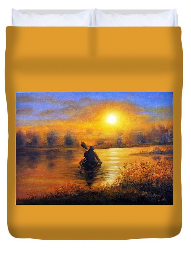 Sun Duvet Cover featuring the painting Sunny Way by Vesna Martinjak