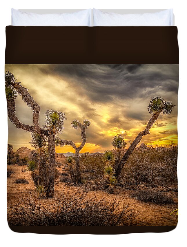 California Duvet Cover featuring the photograph Sunrise amid the Joshua Trees by Rikk Flohr