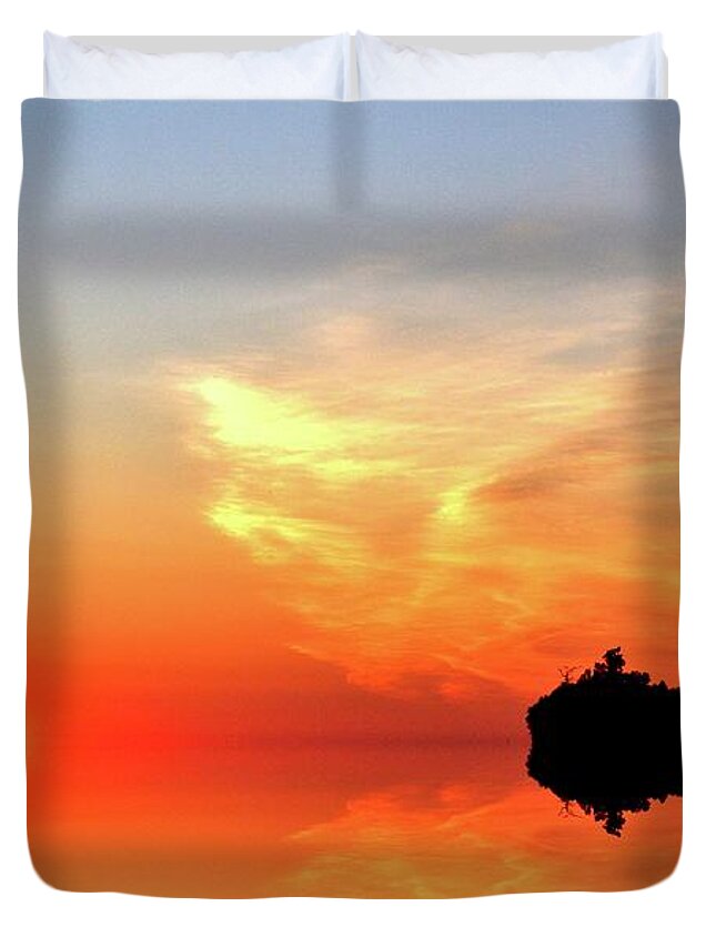 Abstract Duvet Cover featuring the digital art Sunrise At Big Bay Point Three by Lyle Crump