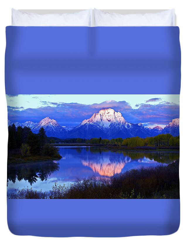 Sunrise Duvet Cover featuring the photograph Sunrise at Ox Bow Bend by Gary Langley
