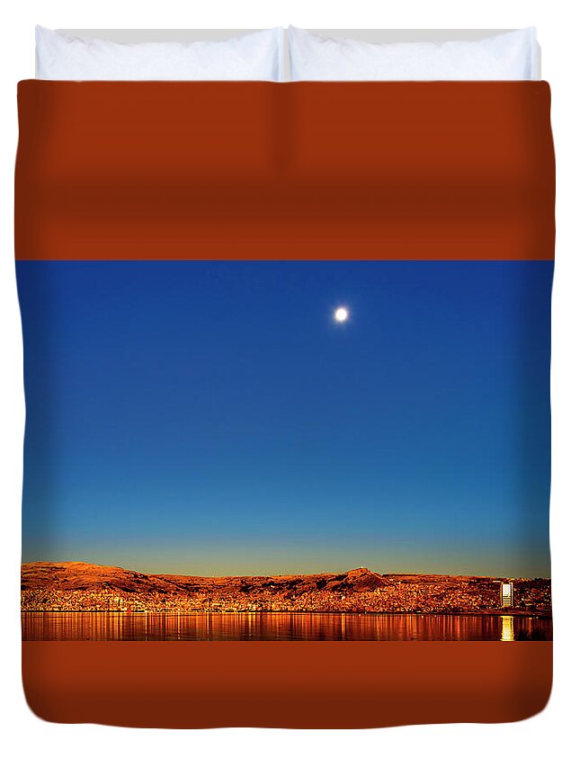 Architecture Duvet Cover featuring the photograph Sunrise at Puno, Peru by Oscar Gutierrez