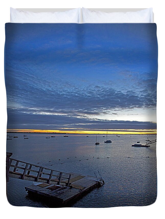 Barnstable Duvet Cover featuring the photograph Sunrise at The Barnstable Yacht Club by Charles Harden