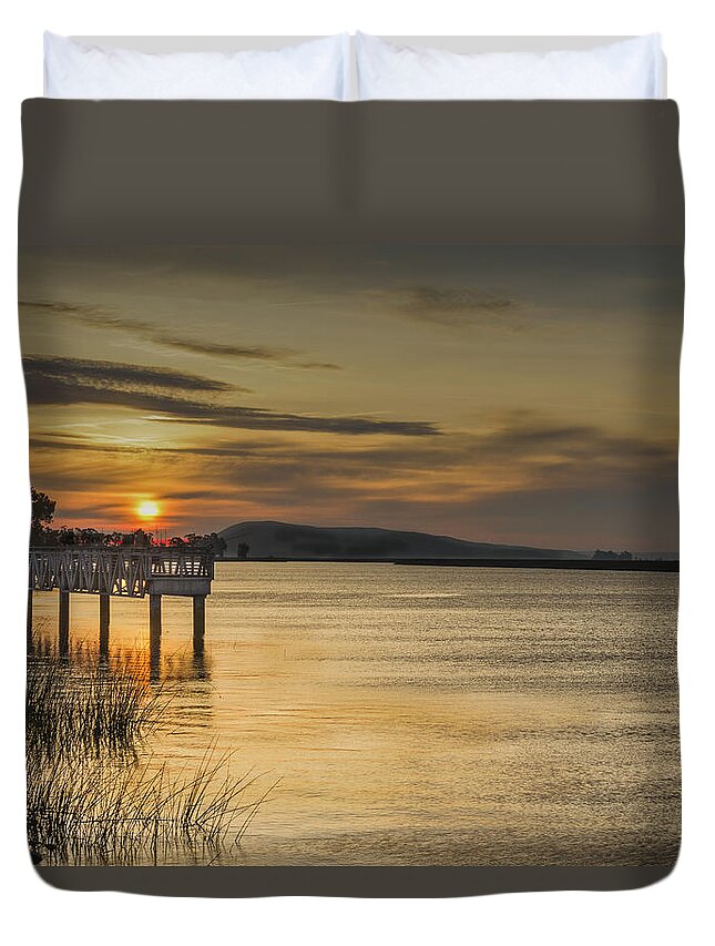 Boat Ramp Duvet Cover featuring the photograph Sunrise Belden Landing by Bruce Bottomley