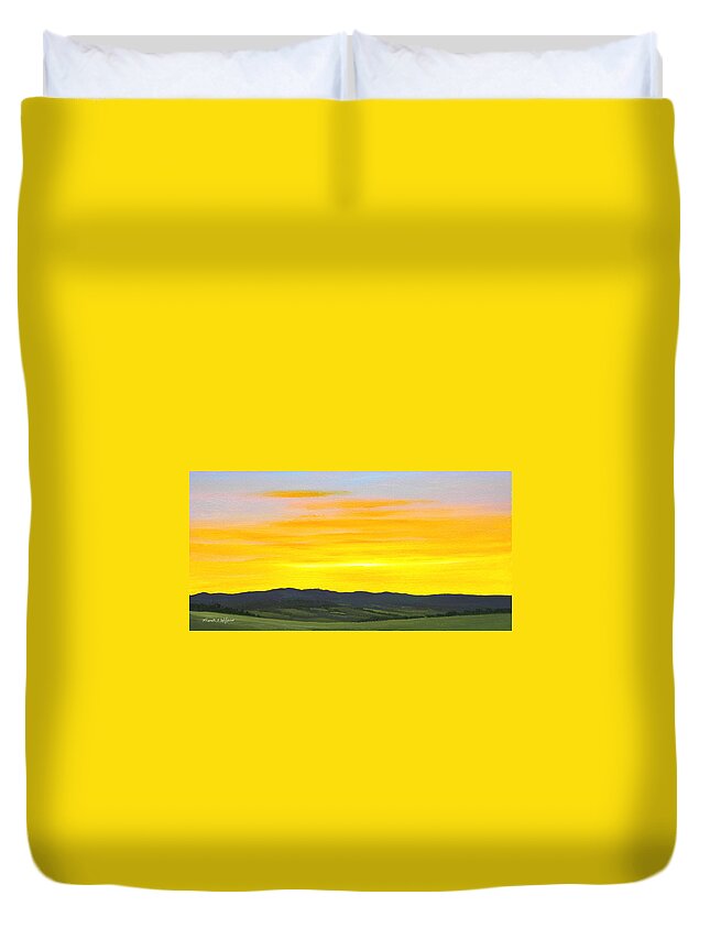 Sunrise Duvet Cover featuring the painting Sunrise by Frank Wilson
