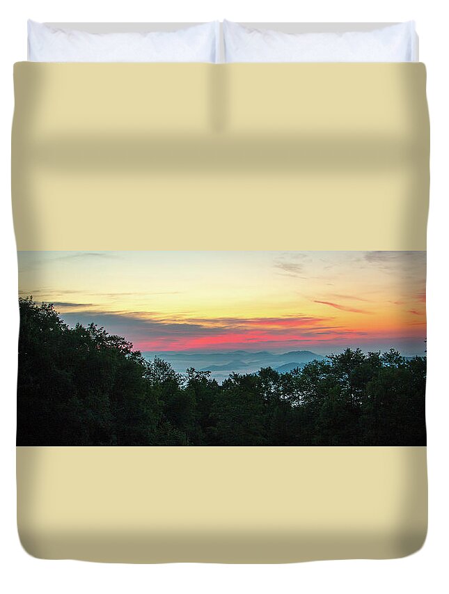 Sunrise Duvet Cover featuring the photograph Sunrise from Maggie Valley August 16 2015 by D K Wall