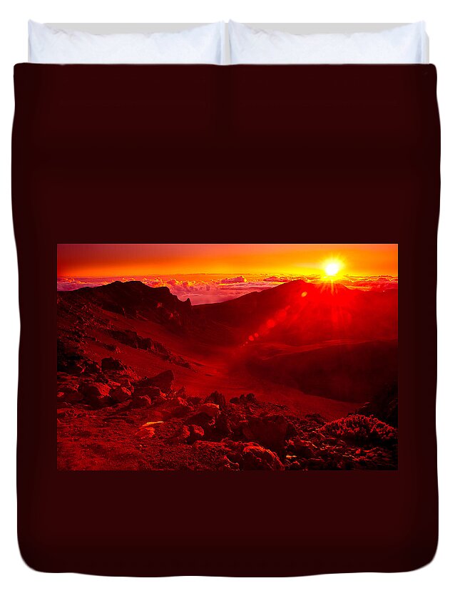 Sunrise Duvet Cover featuring the photograph Sunrise Haleakala by Harry Spitz