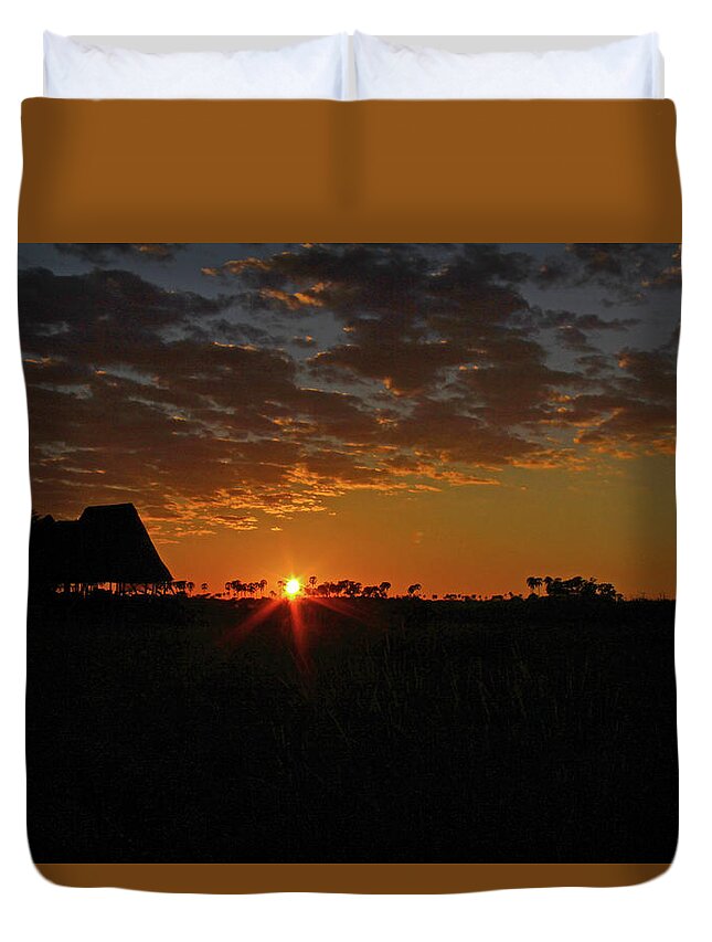 Sunrise Duvet Cover featuring the photograph Sunrise in Botswana by Richard Krebs