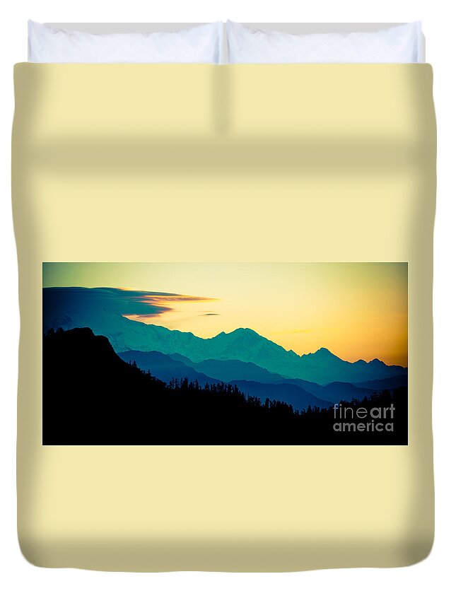 Annapurna Duvet Cover featuring the photograph Sunrise in Himalayas ANNAPURNA YATRA Himalayas mountain NEPAL Poon Hill by Raimond Klavins