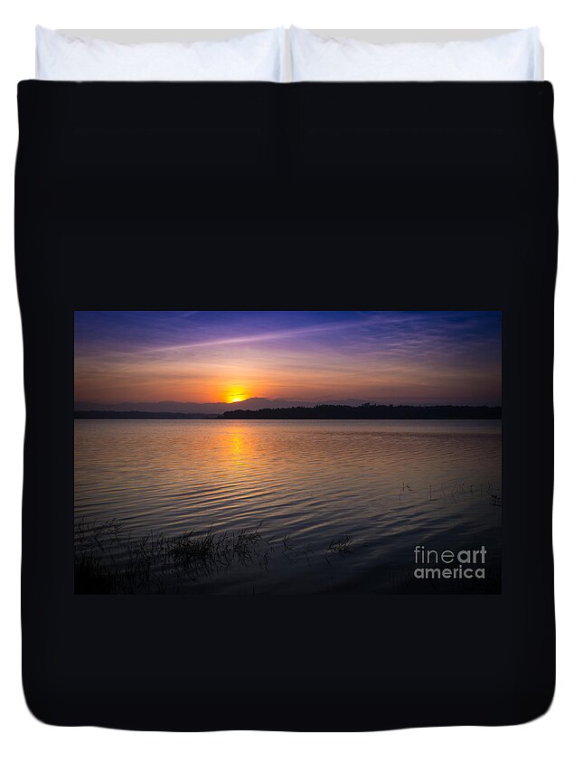 Sunrise Duvet Cover featuring the photograph Sunrise in Paoay Lake by Jonas Luis