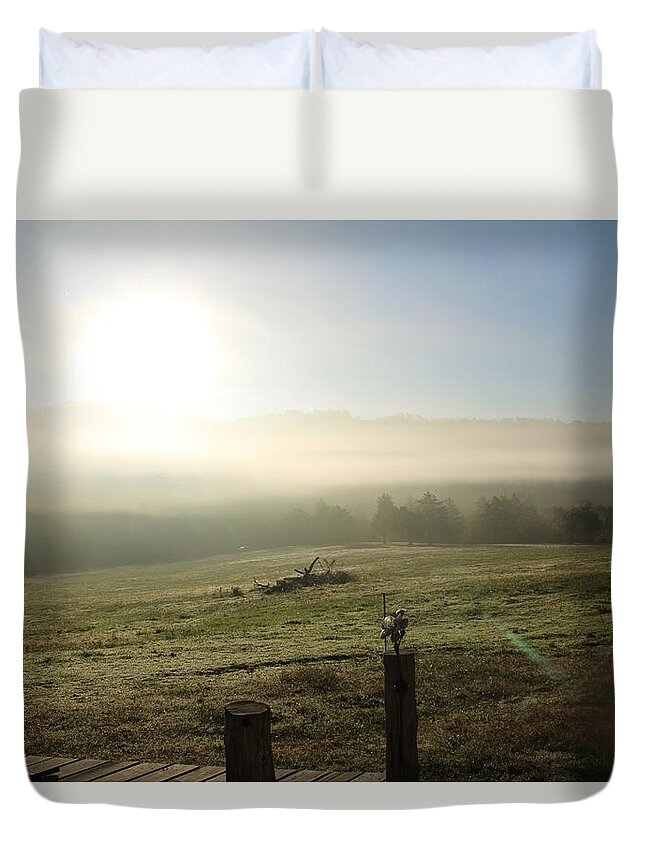 Good Morning Duvet Cover featuring the photograph Sunrise by Julie Kniess
