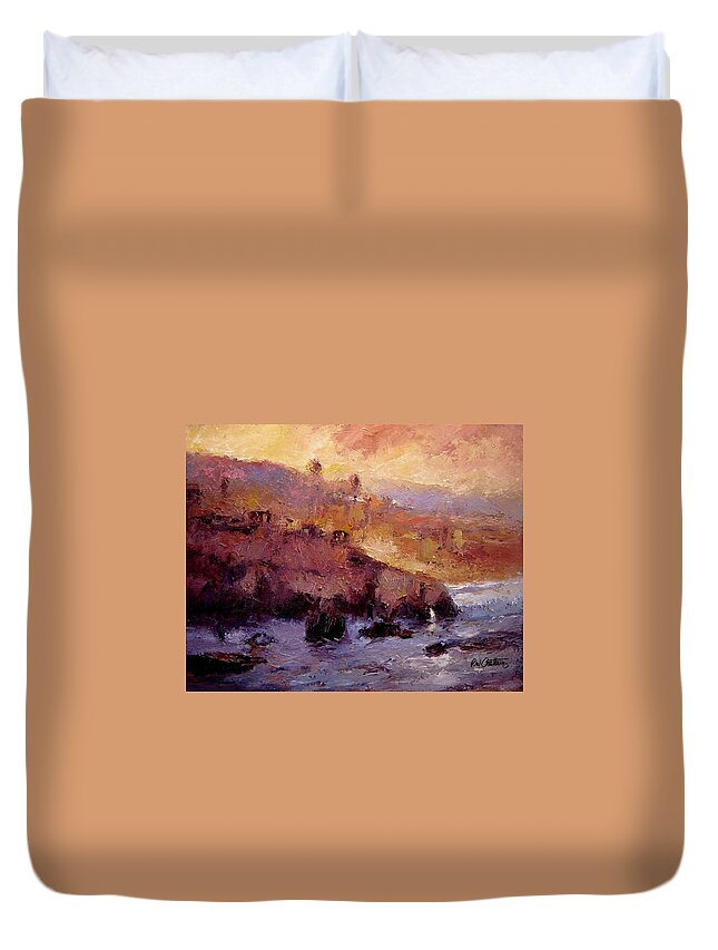 Sunrise Duvet Cover featuring the painting Sunrise near Pismo Beach IV by R W Goetting