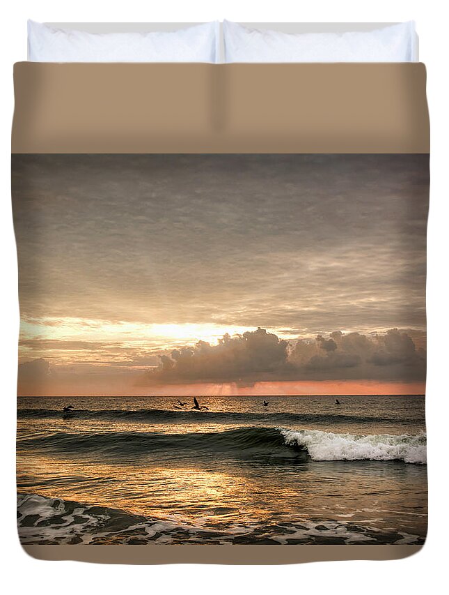 Sunrise Duvet Cover featuring the photograph Sunrise On Carolina Beach North Carolina by Greg and Chrystal Mimbs