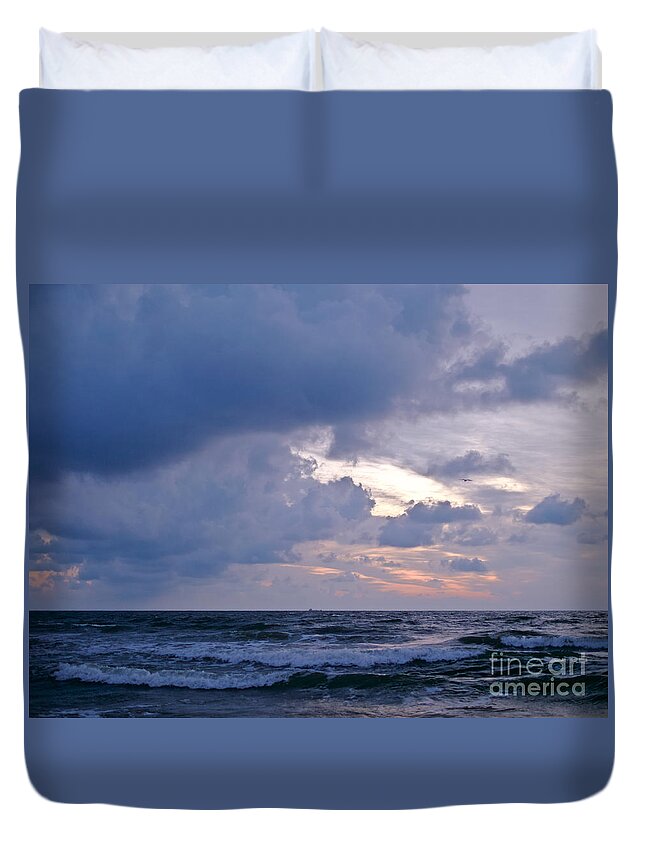 Ocean Duvet Cover featuring the photograph Sunrise on the Atlantic by Lara Morrison