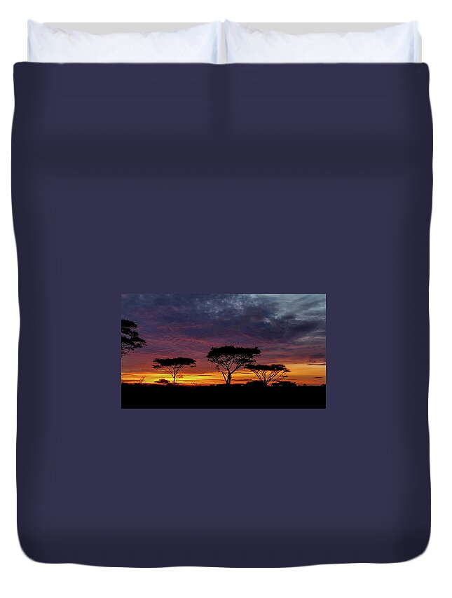 Africa Duvet Cover featuring the photograph Sunrise on the Serengeti by Marilyn Burton