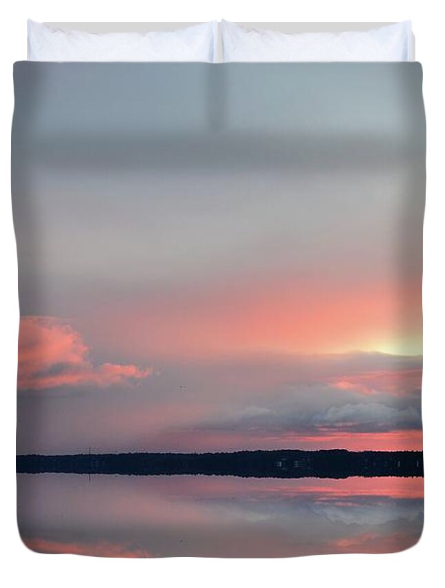Abstract Duvet Cover featuring the digital art Sunrise Pink Two by Lyle Crump