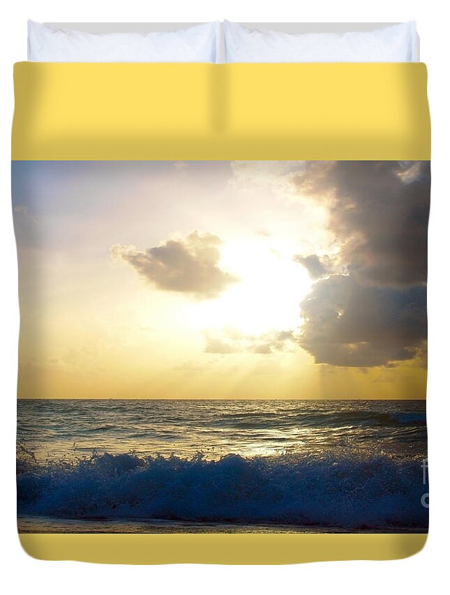Blue Duvet Cover featuring the photograph Sunrise Seascape Treasure Coast Florida B3 by Ricardos Creations