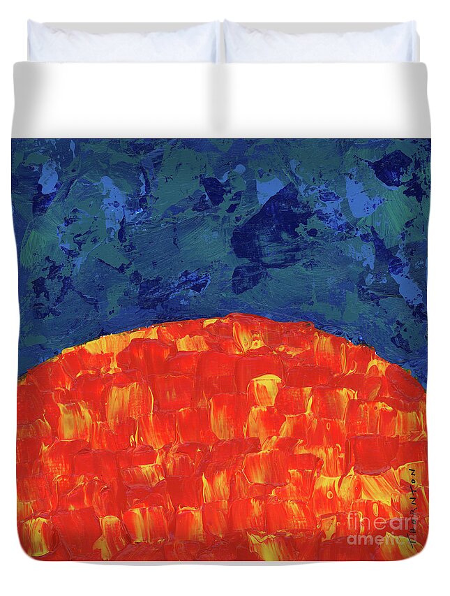 Sun Duvet Cover featuring the painting Sunrise Sunset 2 by Diane Thornton