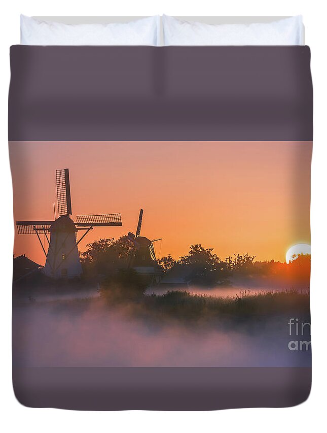 Sunrise Duvet Cover featuring the photograph Sunrise Ten Boer - Netherlands by Henk Meijer Photography