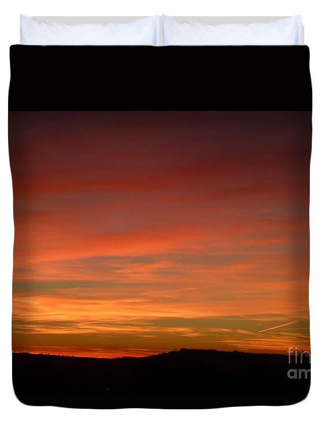 Absence Duvet Cover featuring the photograph Sunset 4 by Jean Bernard Roussilhe