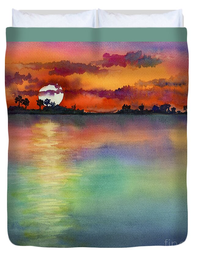 Sunset Duvet Cover featuring the painting Sunset by Amy Kirkpatrick