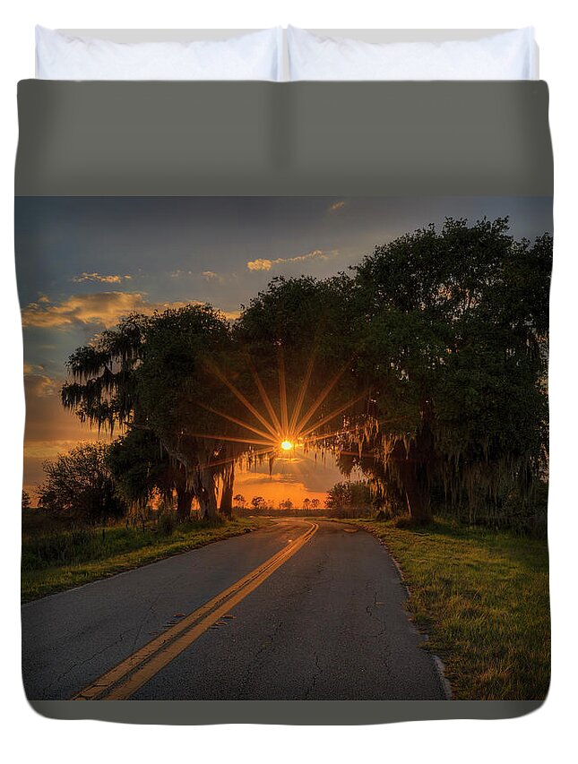 Landscape Duvet Cover featuring the photograph Sunset Arch by Justin Battles
