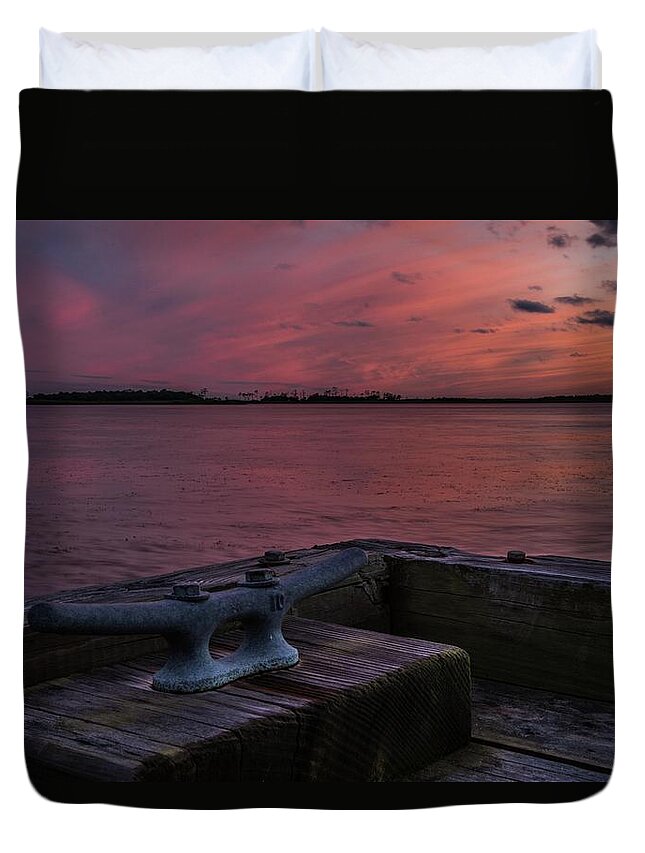 Sunset Duvet Cover featuring the photograph Sunset at Back Bay 7 by Larkin's Balcony Photography