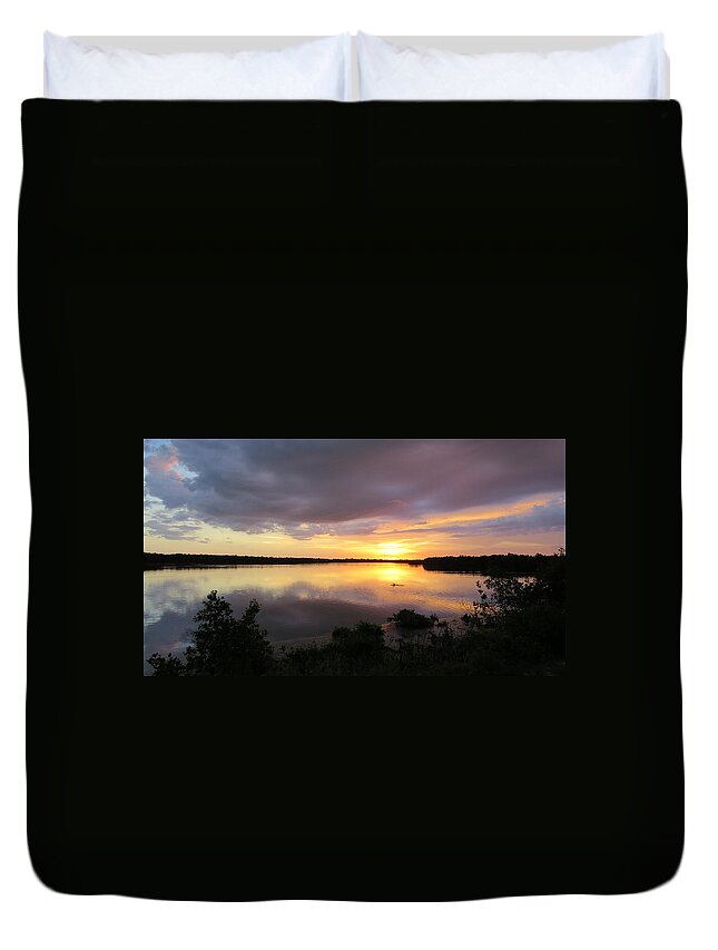 Sunsets Duvet Cover featuring the photograph Sunset at Ding Darling by Melinda Saminski