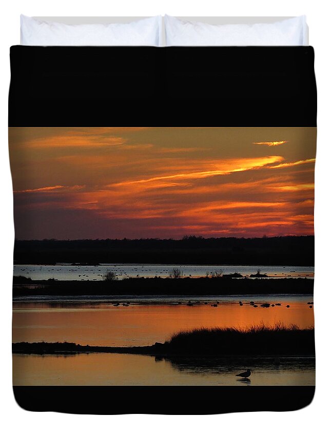 Sunsets Duvet Cover featuring the photograph Sunset at Forsythe Reserve 2 by Melinda Saminski
