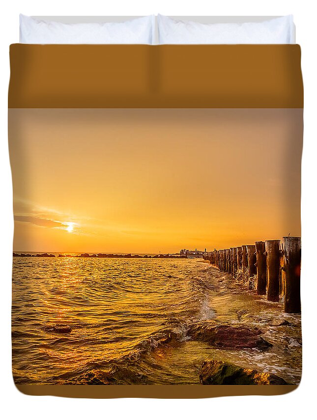 New Jersey Duvet Cover featuring the photograph Sunset at Fort Hancock by SAURAVphoto Online Store