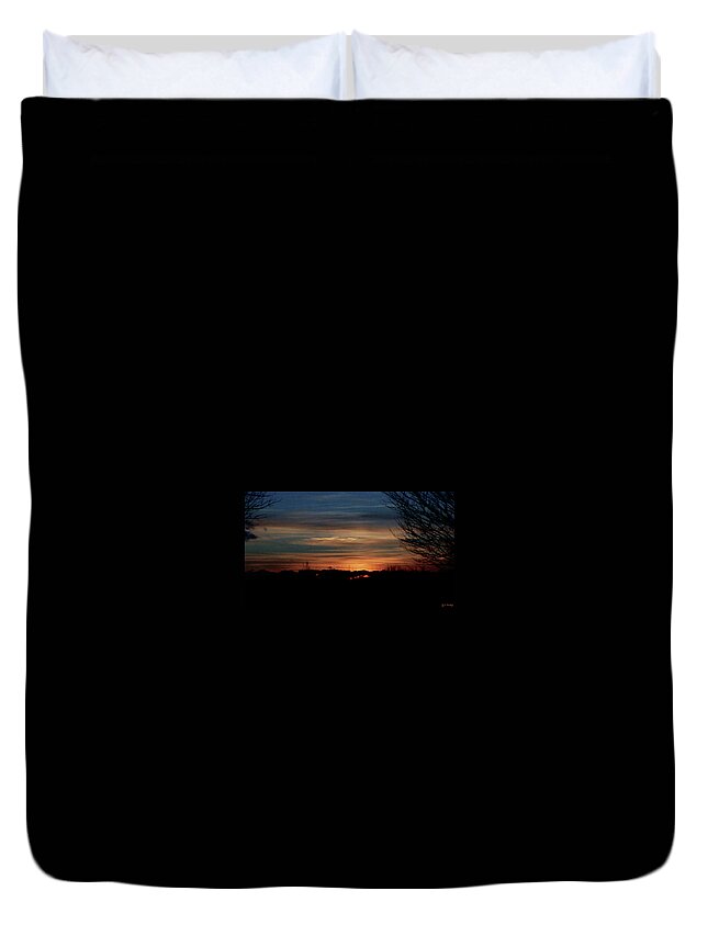 Sunset Duvet Cover featuring the photograph Sunset at Fort Needham Memorial Park by Celtic Artist Angela Dawn MacKay