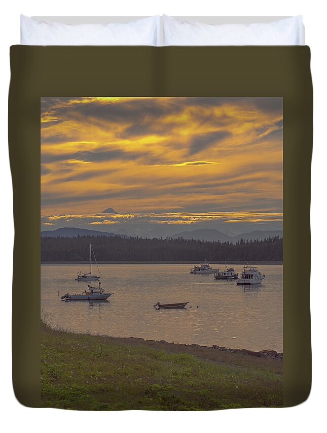 Cove Duvet Cover featuring the photograph Sunset at Glacier Bay by Patricia Dennis