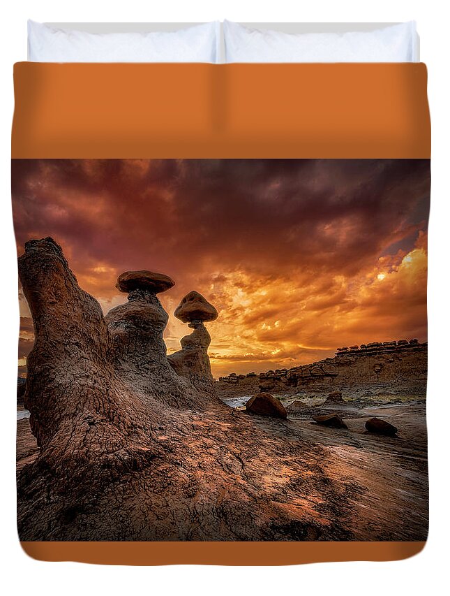 Goblin Valley Duvet Cover featuring the photograph Sunset at Goblin Valley by Michael Ash