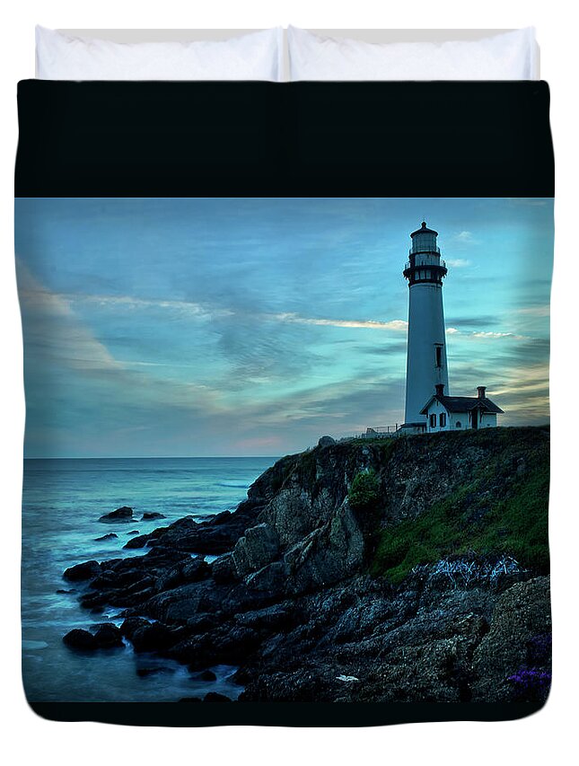 Sunset Duvet Cover featuring the photograph Sunset at Pigeon Point by Morgan Wright