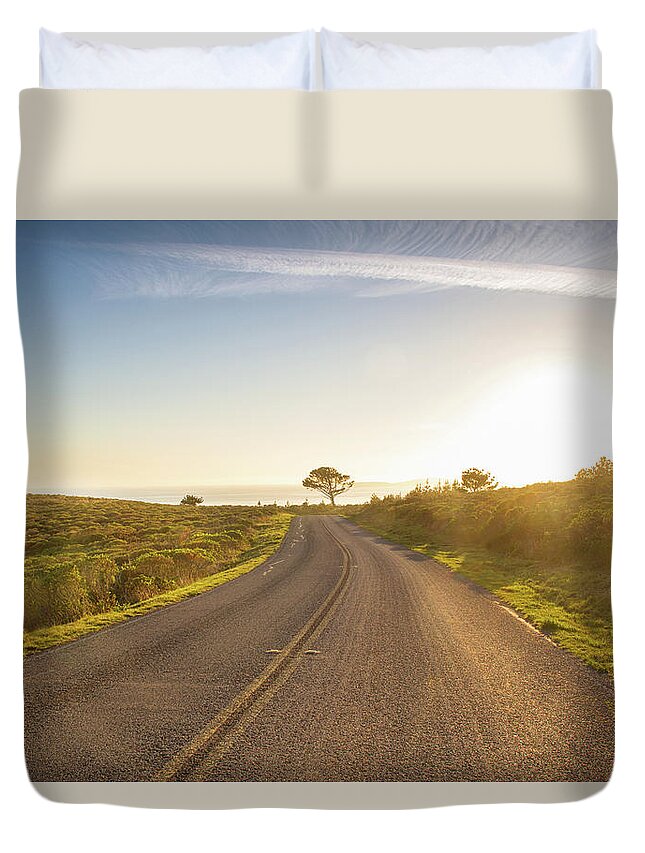 Point Reyes Beach Duvet Cover featuring the photograph Sunset at Point Reyes by Kunal Mehra