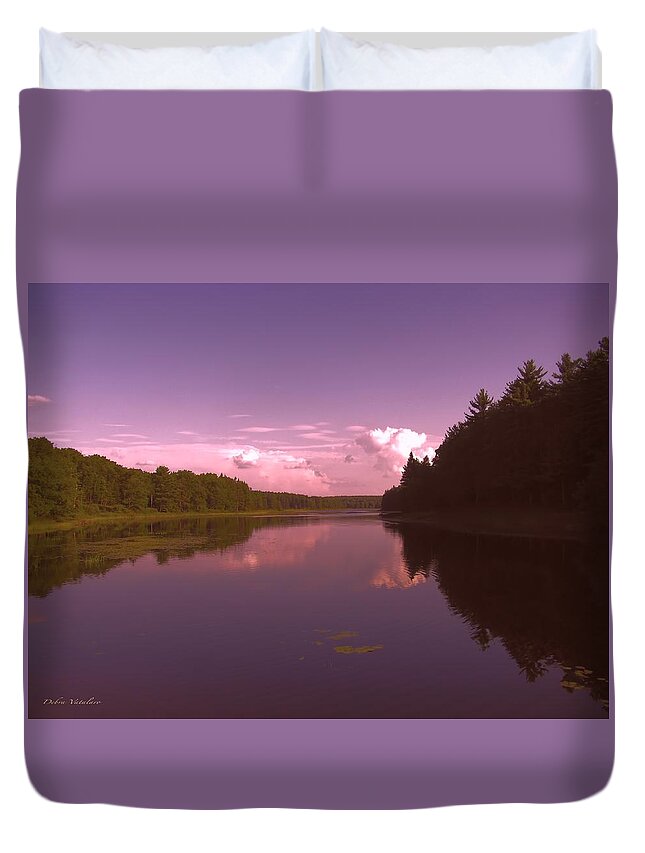 Sunset At The Lake Duvet Cover featuring the photograph Sunset At The Lake by Debra   Vatalaro