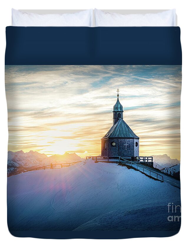 Wallberg Duvet Cover featuring the photograph Sunset At The Top by Hannes Cmarits