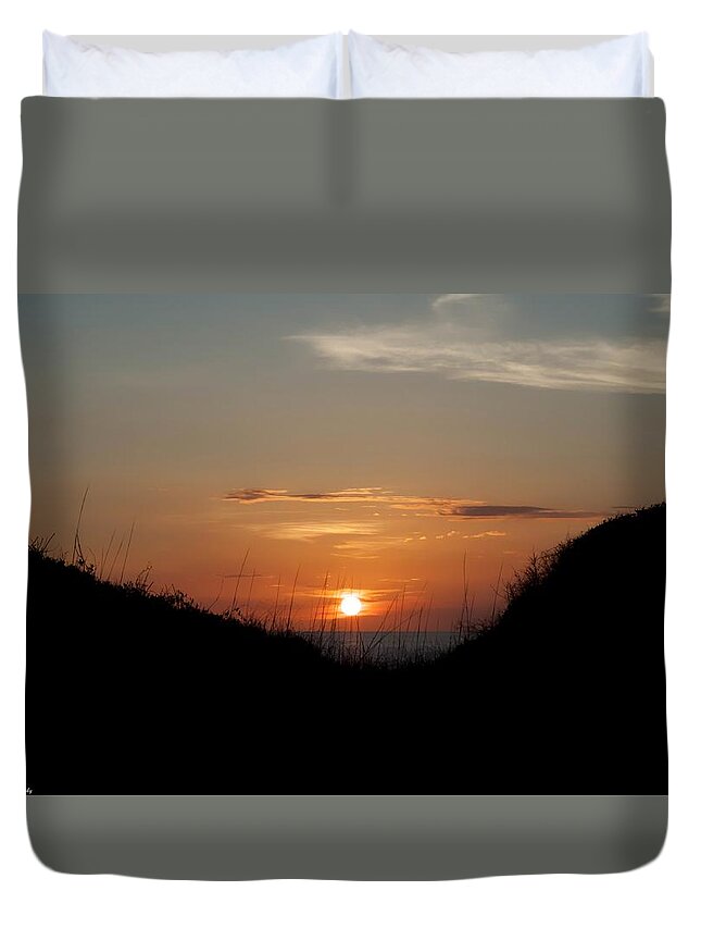 Sunset Duvet Cover featuring the photograph Sunset Beyond The Dunes by Debra Forand