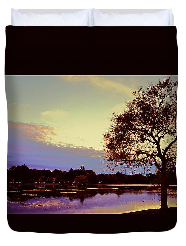 Buttonwood Park Duvet Cover featuring the photograph Sunset By The Pond by Kate Arsenault 