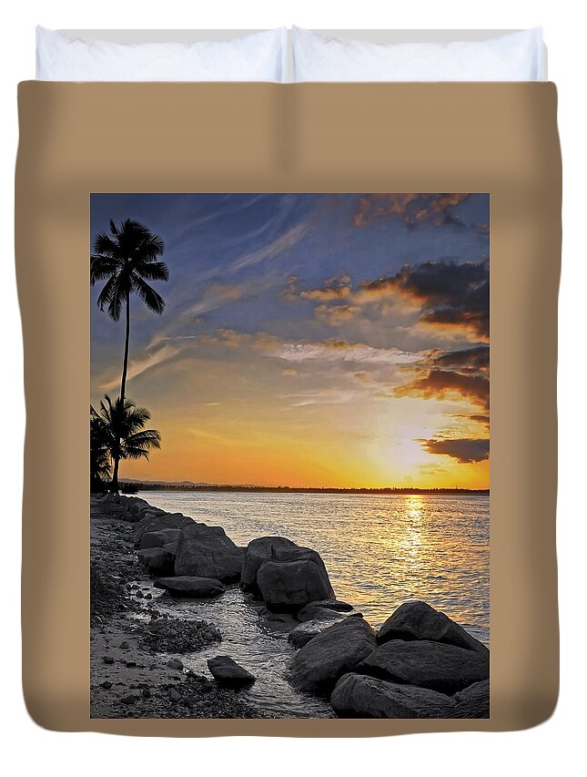 Caribbean Duvet Cover featuring the photograph Sunset Caribe by Stephen Anderson