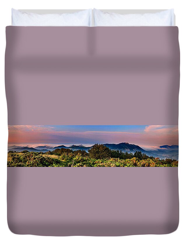 Sunset Duvet Cover featuring the photograph Sunset Cloud Tide Over the Mountains by Weston Westmoreland