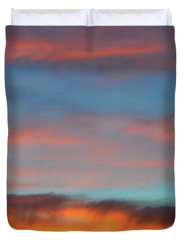 Clouds Duvet Cover featuring the photograph Sunset Clouds In Blue Sky by Lyle Crump